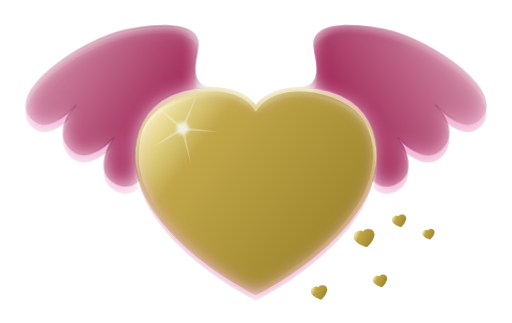 Gold Heart With Pink Wings