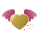 Gold Heart With Pink Wings