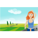 download Girl Cycling In Spring clipart image with 0 hue color