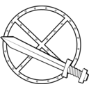 download Round Sword And Shield clipart image with 0 hue color