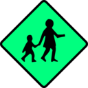 download Caution Children Crossing clipart image with 90 hue color