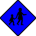 download Caution Children Crossing clipart image with 180 hue color
