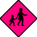 download Caution Children Crossing clipart image with 270 hue color