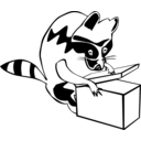 download Raccoon Opening Box clipart image with 180 hue color