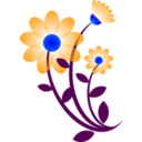 download Blue Flower Motif clipart image with 180 hue color