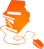 Books And Mouse Orange Silhouette