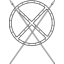 download Round Shield And Crossed Spears clipart image with 90 hue color