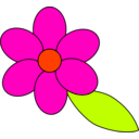 download Flower Six Red Petals Black Outline Green Leaf clipart image with 315 hue color