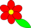 Flower Six Red Petals Black Outline Green Leaf