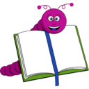 download Bookworm clipart image with 225 hue color