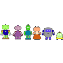 download Cartoon Robots Outlined clipart image with 45 hue color