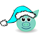 download Funny Piggy Face With Santa Claus Hat clipart image with 180 hue color