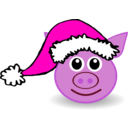 download Funny Piggy Face With Santa Claus Hat clipart image with 315 hue color