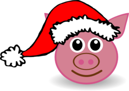 Funny Piggy Face With Santa Claus Hat