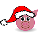 Funny Piggy Face With Santa Claus Hat