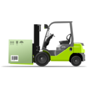 download Orange Forklift Loader With Box clipart image with 45 hue color