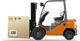 Orange Forklift Loader With Box