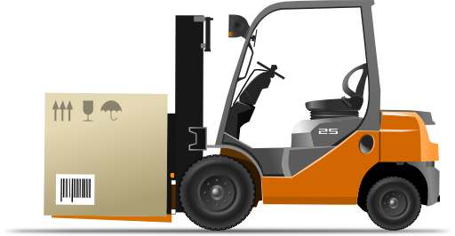 Orange Forklift Loader With Box