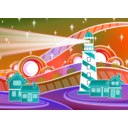 download Stylised Lighthouse Scenery clipart image with 180 hue color