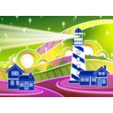 download Stylised Lighthouse Scenery clipart image with 225 hue color