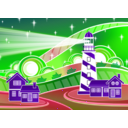 download Stylised Lighthouse Scenery clipart image with 270 hue color