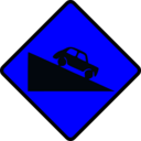 download Caution Steep Hill Down clipart image with 180 hue color