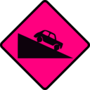 download Caution Steep Hill Down clipart image with 270 hue color