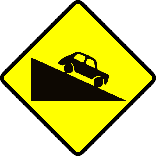Caution Steep Hill Down