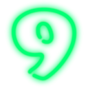 download Neon Numerals 9 clipart image with 90 hue color
