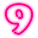 download Neon Numerals 9 clipart image with 270 hue color