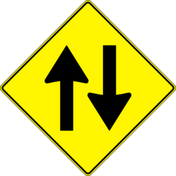 Yellow Road Sign Two Way Traffic