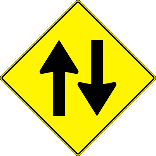 Yellow Road Sign Two Way Traffic