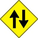 Yellow Road Sign Two Way Traffic