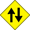 download Yellow Road Sign Two Way Traffic clipart image with 0 hue color