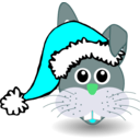 download Funny Bunny Face With Santa Claus Hat clipart image with 180 hue color