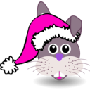 download Funny Bunny Face With Santa Claus Hat clipart image with 315 hue color