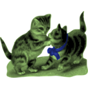 download Kittens One With Blue Ribbon clipart image with 45 hue color