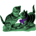 download Kittens One With Blue Ribbon clipart image with 90 hue color