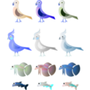download Simple Birds And Fishes clipart image with 180 hue color