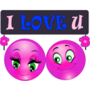 download Love You Couple Smiley Emoticon clipart image with 270 hue color