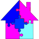 download Puzzle House clipart image with 180 hue color