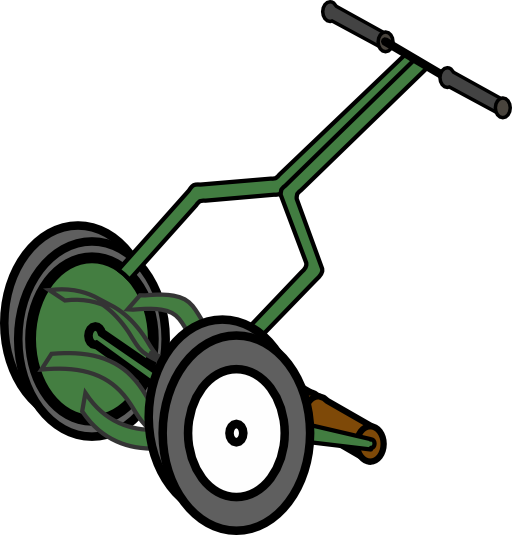 Cartoon Push Reel Lawn Mower