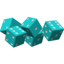 download Five Red Dice clipart image with 180 hue color
