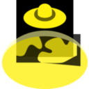 Yellow Black Ufo Over Planet 16px Icon