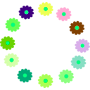 download Rainbow Flower Wreath clipart image with 90 hue color