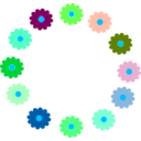download Rainbow Flower Wreath clipart image with 135 hue color