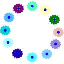 download Rainbow Flower Wreath clipart image with 180 hue color