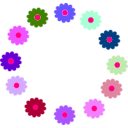 download Rainbow Flower Wreath clipart image with 270 hue color