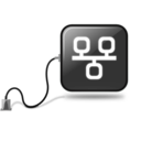 download Community Glossy Button With Lan Wiring clipart image with 270 hue color