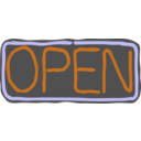 download Neon Open Sign clipart image with 45 hue color